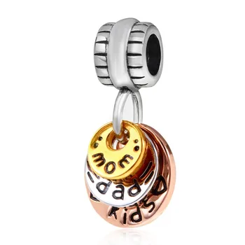 

Genuine 925 Sterling Silver Mom Dad Kids Happy Family Charms Pendant Beads fit for European Bracelets Necklaces Jewelry