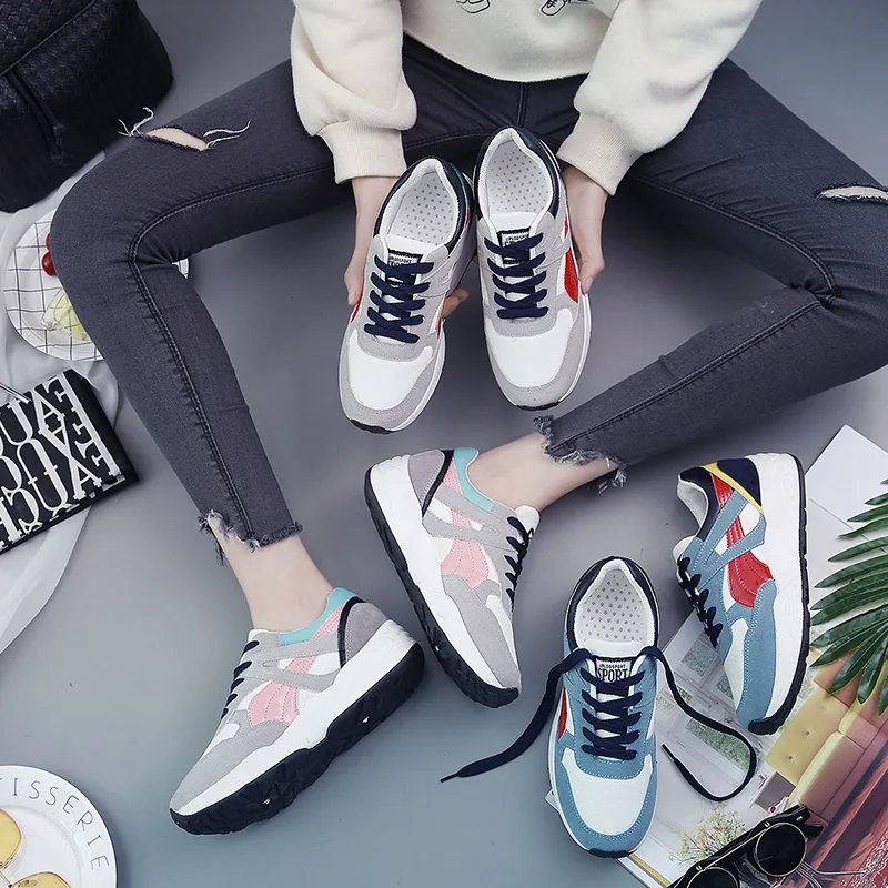 

2019 autumn new fashion simple color matching casual shoes women trend comfortable mesh breathable flat shoes