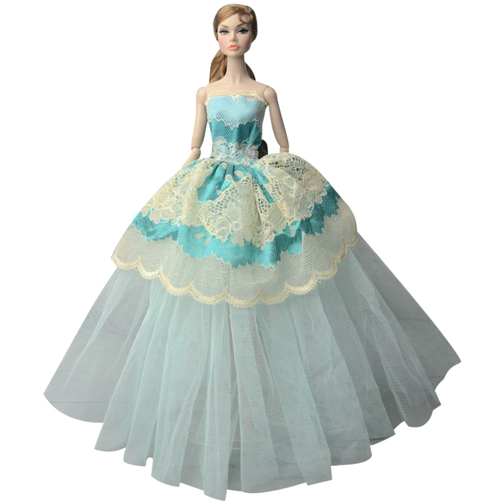 NK One Pcs Doll Princess Wedding Dress Noble Party Gown For Barbie Doll Accessories Handmake Outfit Best Gift For Girl' Doll JJ