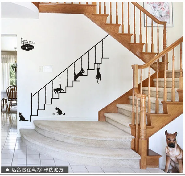 Высокое качество старинная Лампа Кошка Птица Наклейка на стену & кошка велосипед