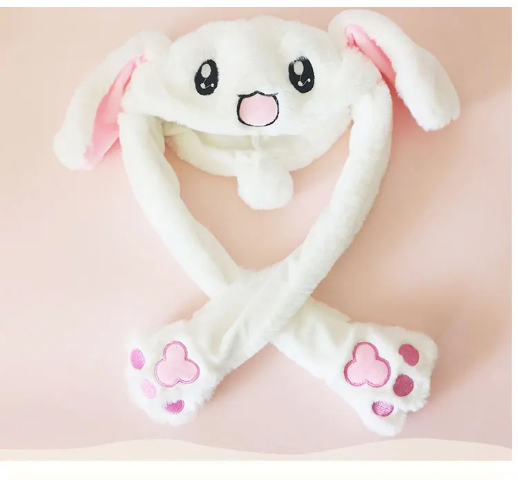 rabbit hat ear move moving rabbit hat ear hat toy white rabbit hat winter hat animal winter hats for women kids girls  (2)