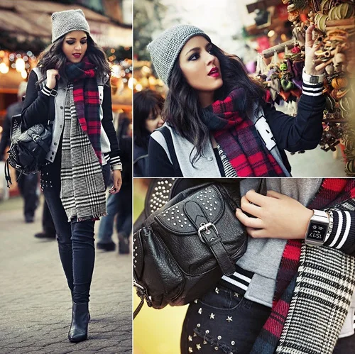 2015 winter Details about Lady Women Blanket Oversized font b Tartan b font Scarf Wrap Shawl