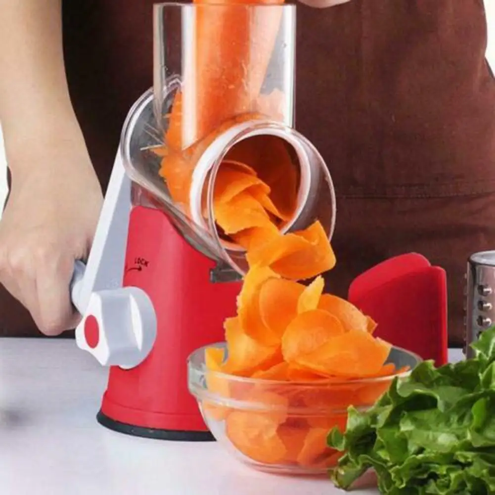 Rotary Hand Grater Vegetable Slicer with Multifunction Fine Shredding Blade Grater for Kitchen Cooking Curly Fries Salads Pasta