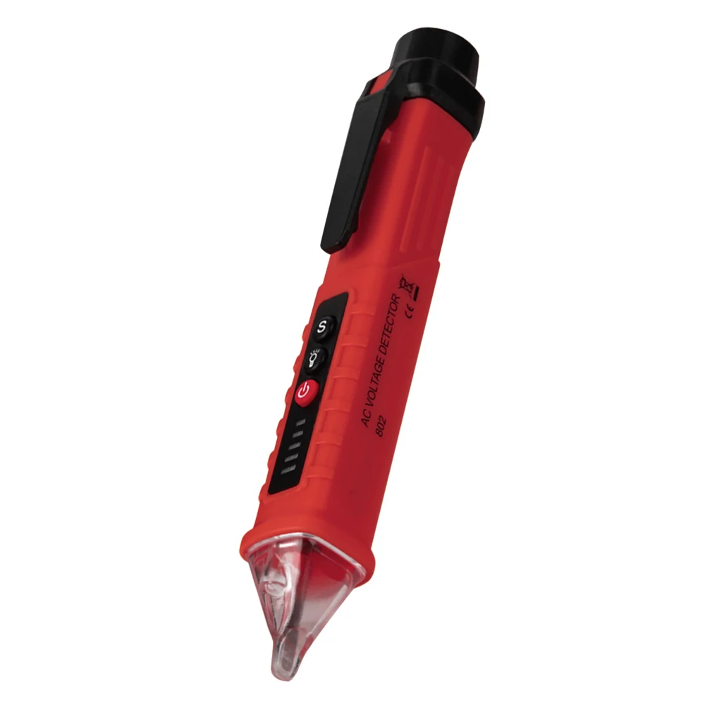 Индикатор напряжения Бесконтактный Напряжение метр 12 V-1000 V ручка Стиль Электрический счетчик светодиодная розетка Напряжение детектор Сенсор Wit с питанием от аккумуляторной батареи AAA - Цвет: Красный
