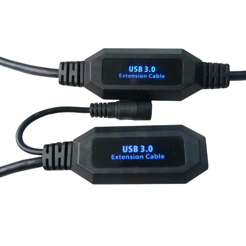 5Gbps 32ft 10M USB 3.0 Active Extension Repeater Signal Booster Cable with Build-in Two Signal Booster Chips Fashion Mirror LED