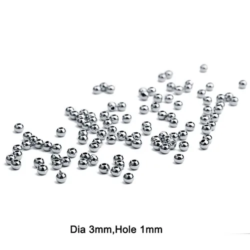 SAUVOO 50 шт Круглые бусины из нержавеющей стали отверстие 1 мм 1,5 мм 2 мм 3 мм 4 мм большое отверстие свободные разделители Шарм бусины для изготовление, поиск ювелирных изделий - Цвет: beads 3mm hole 1.0mm