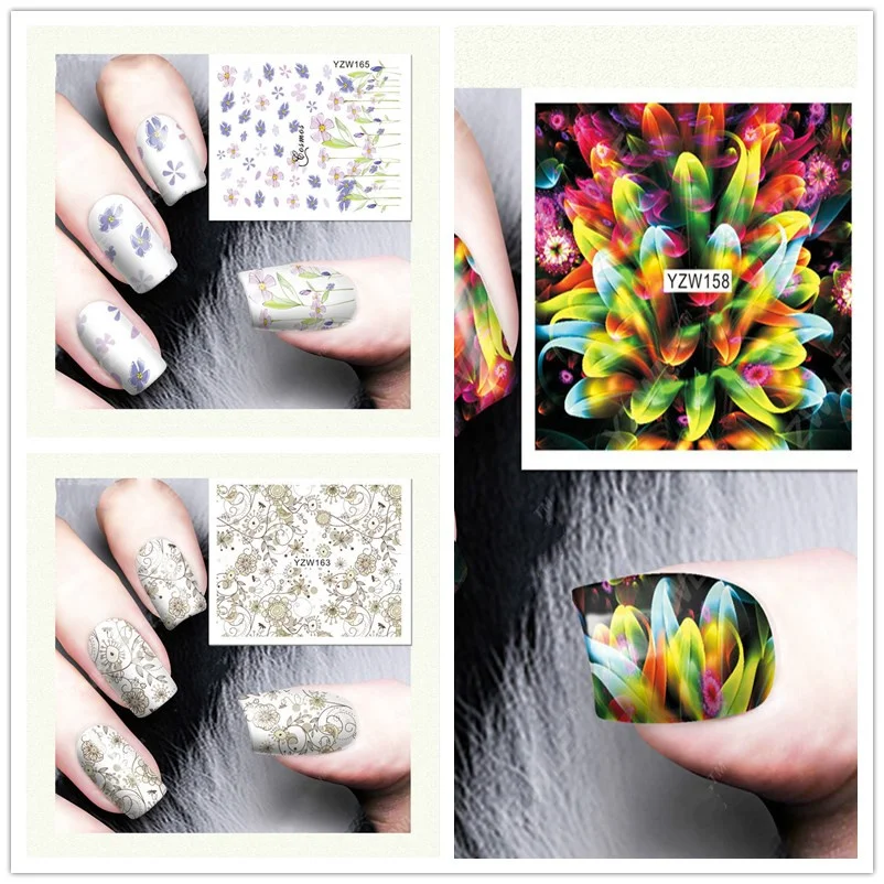 

3Sheets Mixed Type Watercolor Flowers Nail Stickers Charms 3d Nail Art Water Decals Korean Trending Cute Diy Nail Decor Sticker