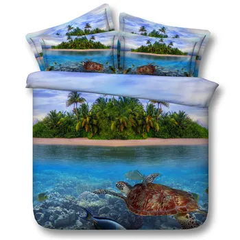 

3d Printing Beautiful Resort Island Sea Turtle Duvet Cover Sets Twin/King/Queen/Super King size Bedding Sets Bedroom Textiles