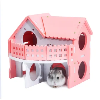 

Cute Hamster House Cages Funny Hamster Nest Loft Double-Deck Ladder small Pet Castle Climb Toys Villa House mx4081447