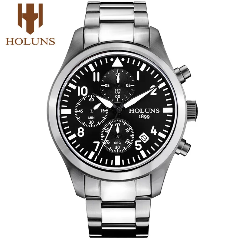 Оригинальные мужские Брендовые Часы HOLUNS, многофункциональные спортивные мужские часы с хронографом, модные деловые светящиеся Роскошные джинсовые военные часы - Цвет: TG006