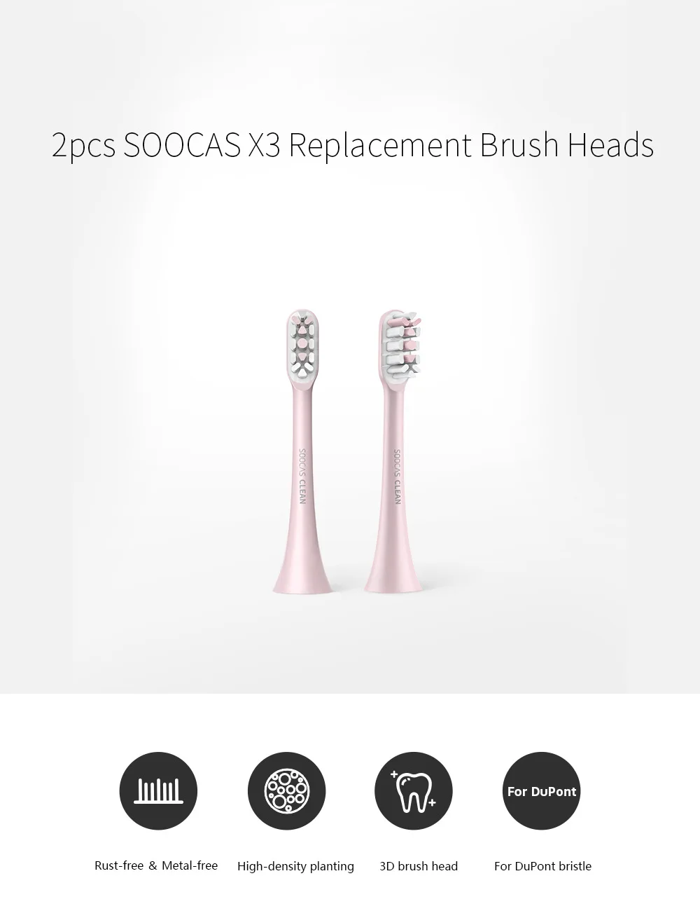 Soocas x3 2 шт Soocare сменная электрическая головка зубной щетки для SOOCAS X3 сменная розовая головка щетки