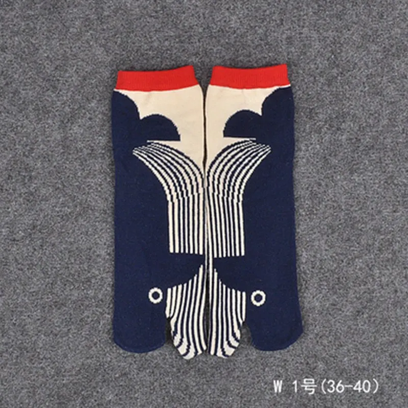 1 пара, женские Самурайские сандалии, короткие носки с принтом, хлопковые носки с раздельным носком, кимоно, Вьетнамки, карп, XLZ9450 - Цвет: Design 1