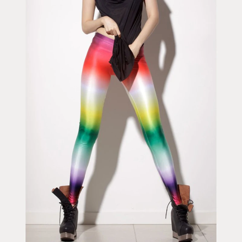Gradient Color Work Out Leggings Fitness Neon Leggings Workout Trousers Casual Polyester Pants