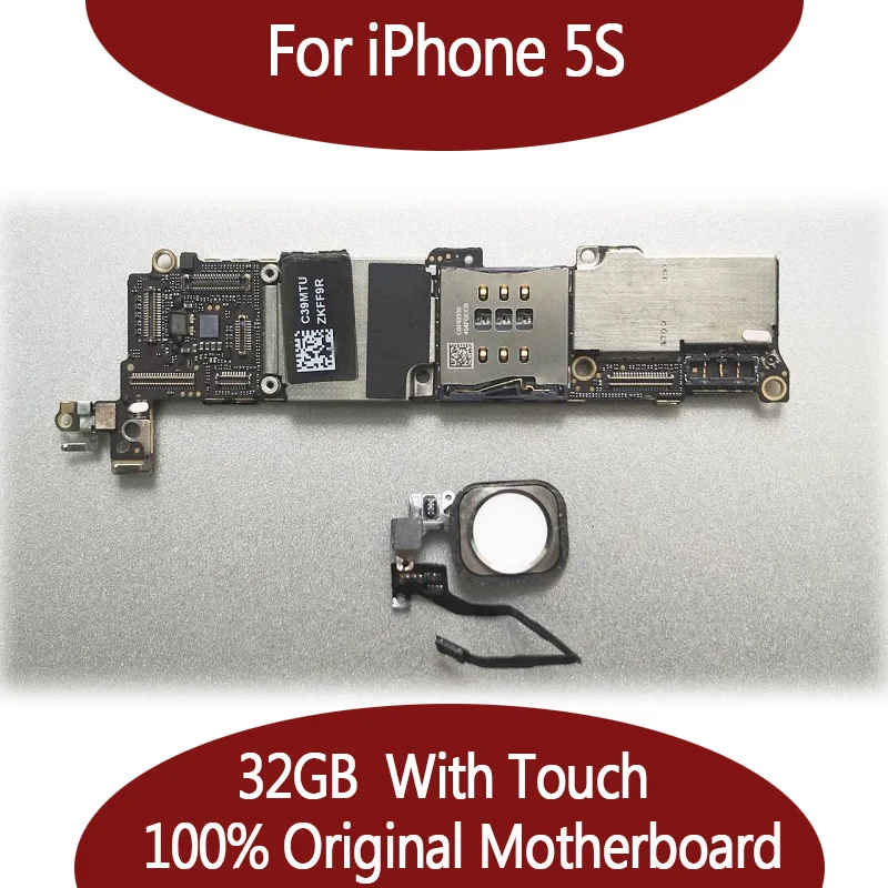 32 Гб для iPhone 5S оригинальная материнская плата с сенсорным ID Заводская разблокированная системная плата с материнская плата с отпечатком пальца установленная система IOS