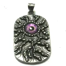Крутой большой фиолетовый глаз камень кулон в Солдатском стиле 316L нержавеющая сталь серебро лучший подарок для друга большой