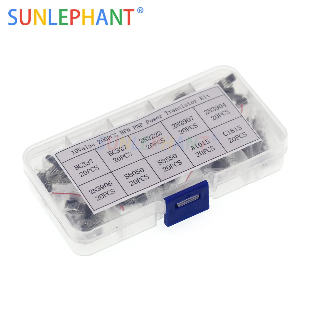 BC327 BC337 2N2222 2N2907 2N3904 2N3906 S8050 S8550 A1015 C1815 Triode Transistor Assortment Kit 10value 200PCS,Transistors Box