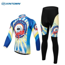 XINTOWN акулы Мужская одежда для велосипеда набор тёплая флисовая ветрозащитная одежда велосипедные горные велосипедные куртки наборы штаны с подкладкой