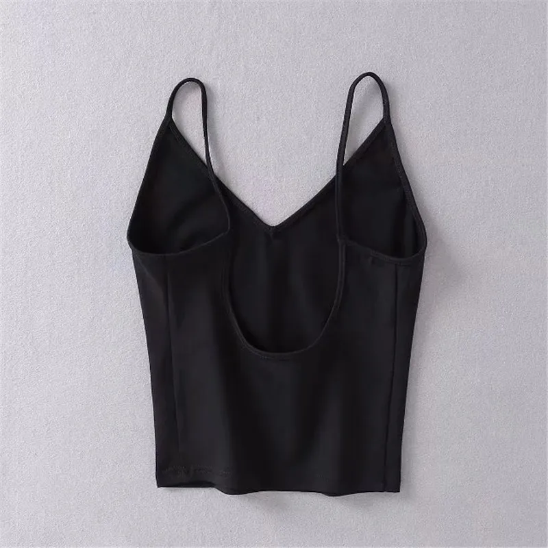 summer new sexy wild pure color harness bottoming shirt female, self-cultivation V-neck strapless short strap female