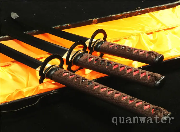 US $468.00 1095 HIGH CARBON STEEL CLAY TEMPERED JAPANESE SWORDS SETKATANAWALIZASHITANTO