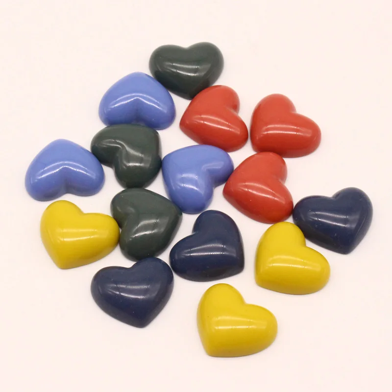 

6pcs Fit 20mm Resin Love Heart Cabochon Bead Findings Diy Charms Button Brooch Ring Base Accessories For Jewelry Making F369