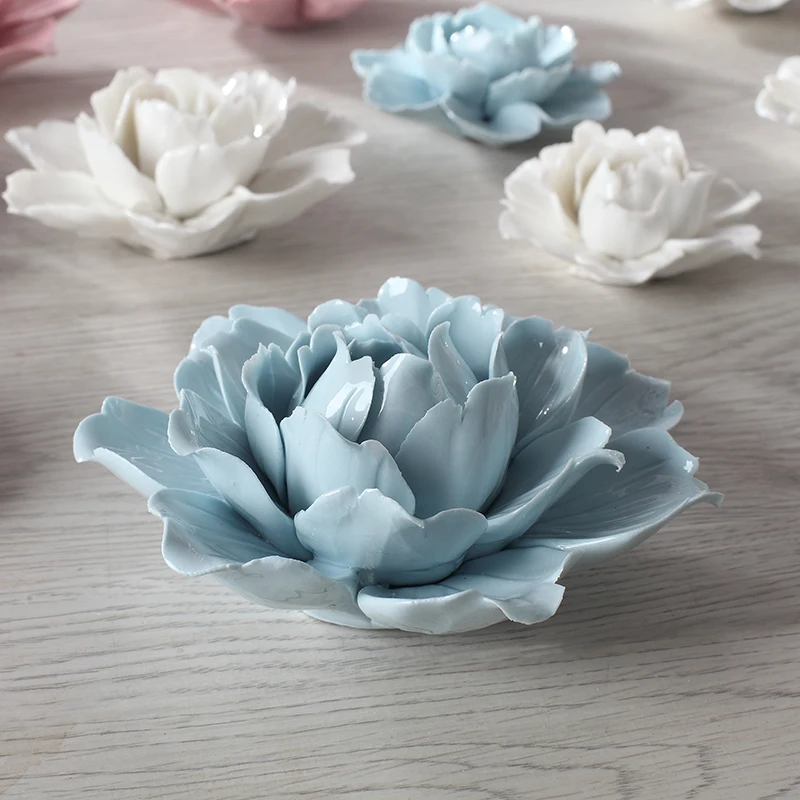 Peony Cherry blossoms decorative wall flower dishes ceramic decorative plates handicraft porcelain flowers craft home decoration