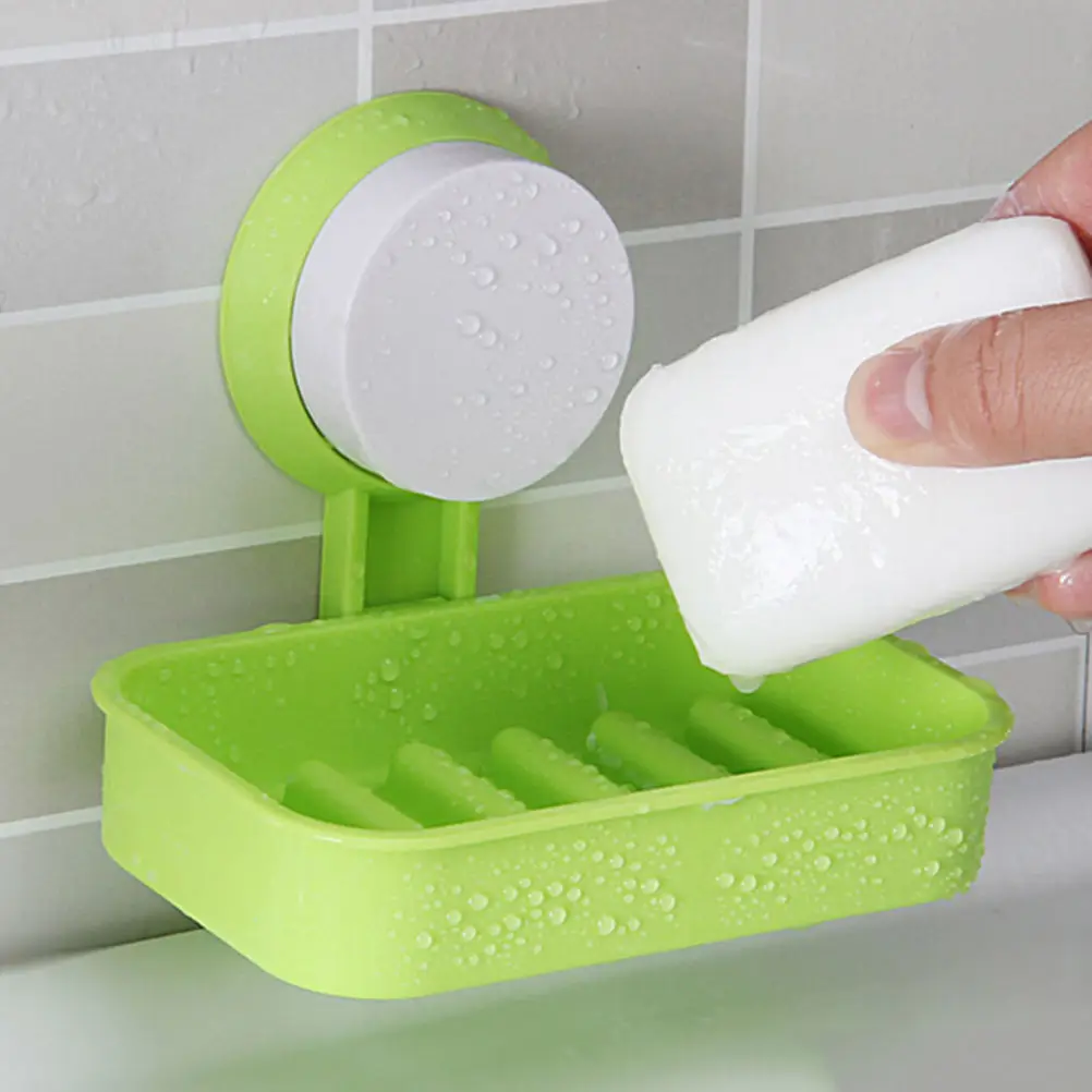 Candy Color Home Hotel Travel Soap Dish tray Wall Holder Storage Box Toilet Suction Cup Holder Bathroom Shower Soap Dish 1PCS