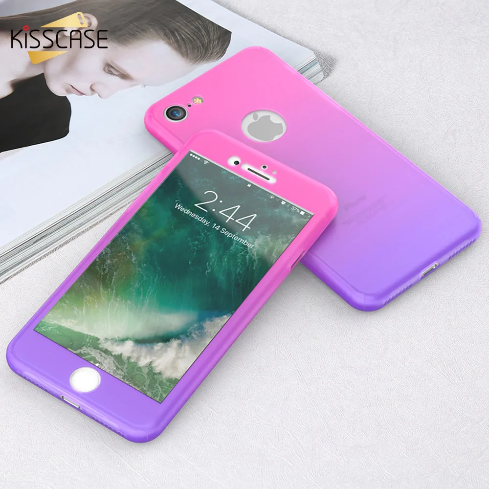 2019 SEXY Newest Kisscase 360 градусов градиент Защитный чехол для iPhone 6 S 7 plus полный Для тела