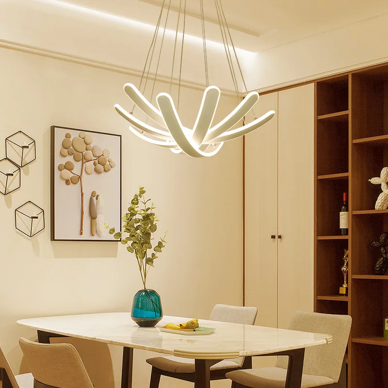 

Modern Dining Room Led Pendant Lights Personality Aluminum Strip Hanging lamp Fixtures Living Room Bedroom Foyer Pendant Lamp