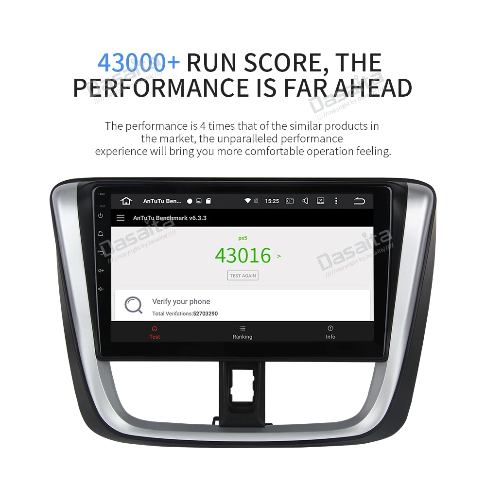 Clearance Dasaita Android 9.0 Car Mutimedia for Toyota Vios Yaris Radio 2017 10.2" IPS Touch Screen Octa Core 32G ROM 1024*600 MP3 RDS 11