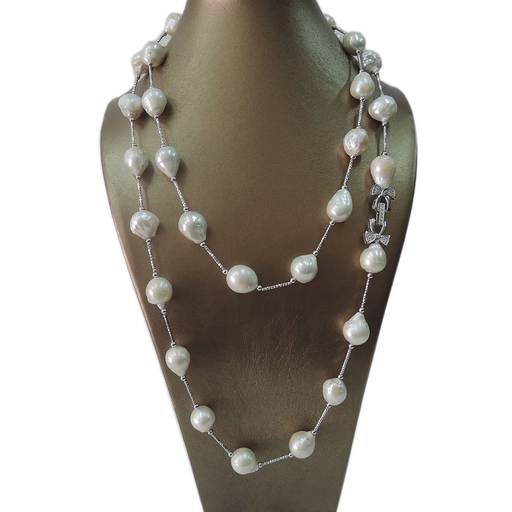 100 FRESHWATER Baroque PEARL NECKLACE Multi function necklace,good quality 925 SILVER
