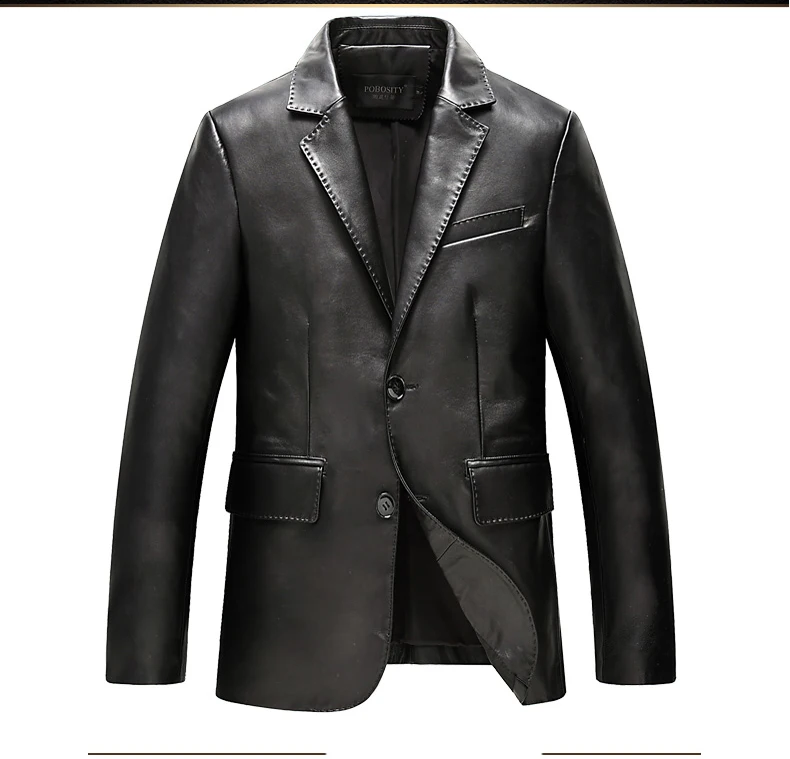 AYUNSUE, новинка, осенняя мужская кожаная куртка из натуральной овчины, брендовые черные мужские байкерские куртки, верхняя одежда LX2163