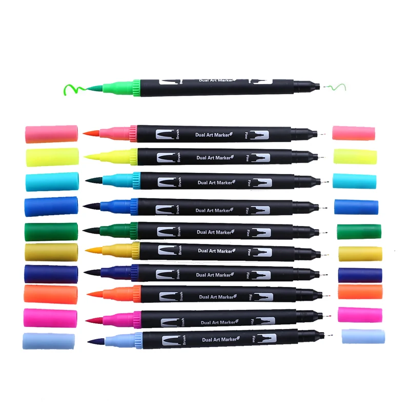 100 dual tip brush pens