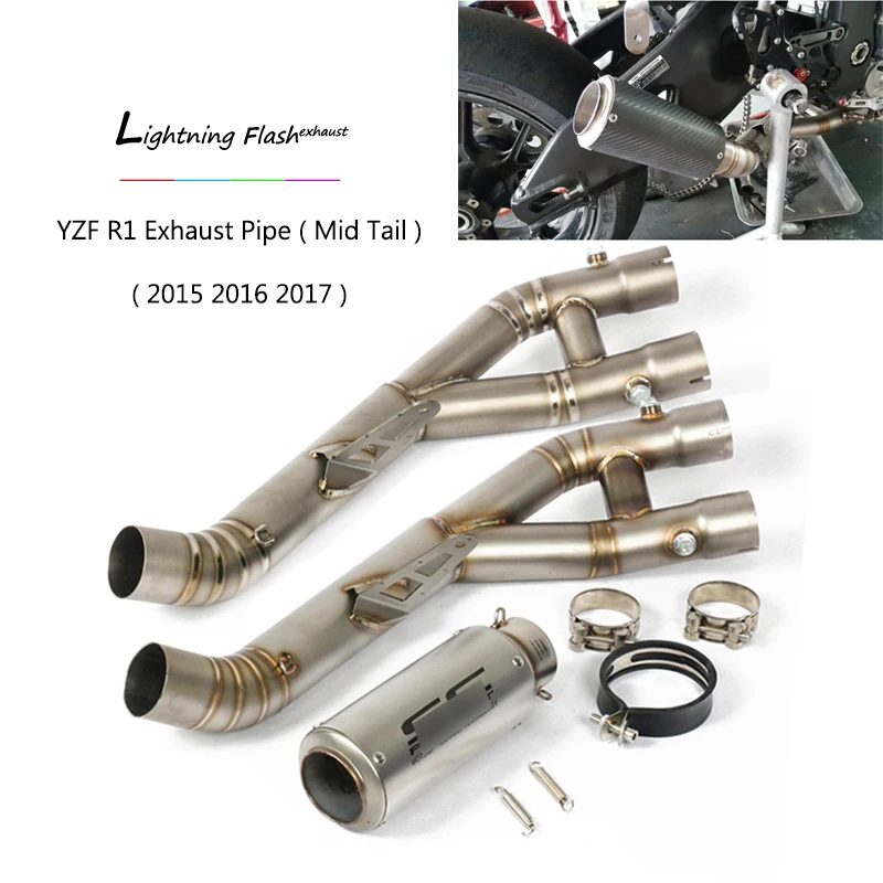 

For 2015 2016 2017 Yamaha YZF R1 Exhaust Pipe Motorcycle Stainless Steel Titanium Alloy Mid Middle Pipe Slip On 60.5mm Tail Pipe
