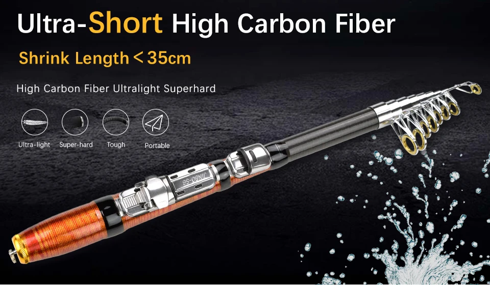 GLUREE 99% Carbon Mini Portable Telescopic Fishing Rod 1.2M 1.5M 1.8M 2.1M Spinning Fishing Tackle Ultra Short Sea Rod Hand Pole (7)
