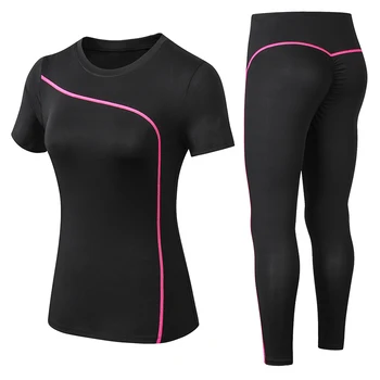 Yoga Set Quick Dry 2 Piece Female Short-sleeved long Pants Outdoor Sportswear Fitness suit Plus Size Sport outfit for woman 1