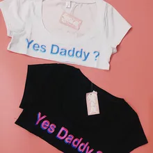 Yes Daddy сексуальное нижнее белье Бюстье укороченный топ, ночной сон обрезанный, Лолита Daddys девушка футболки, эротический Косплей пижамы Bralette