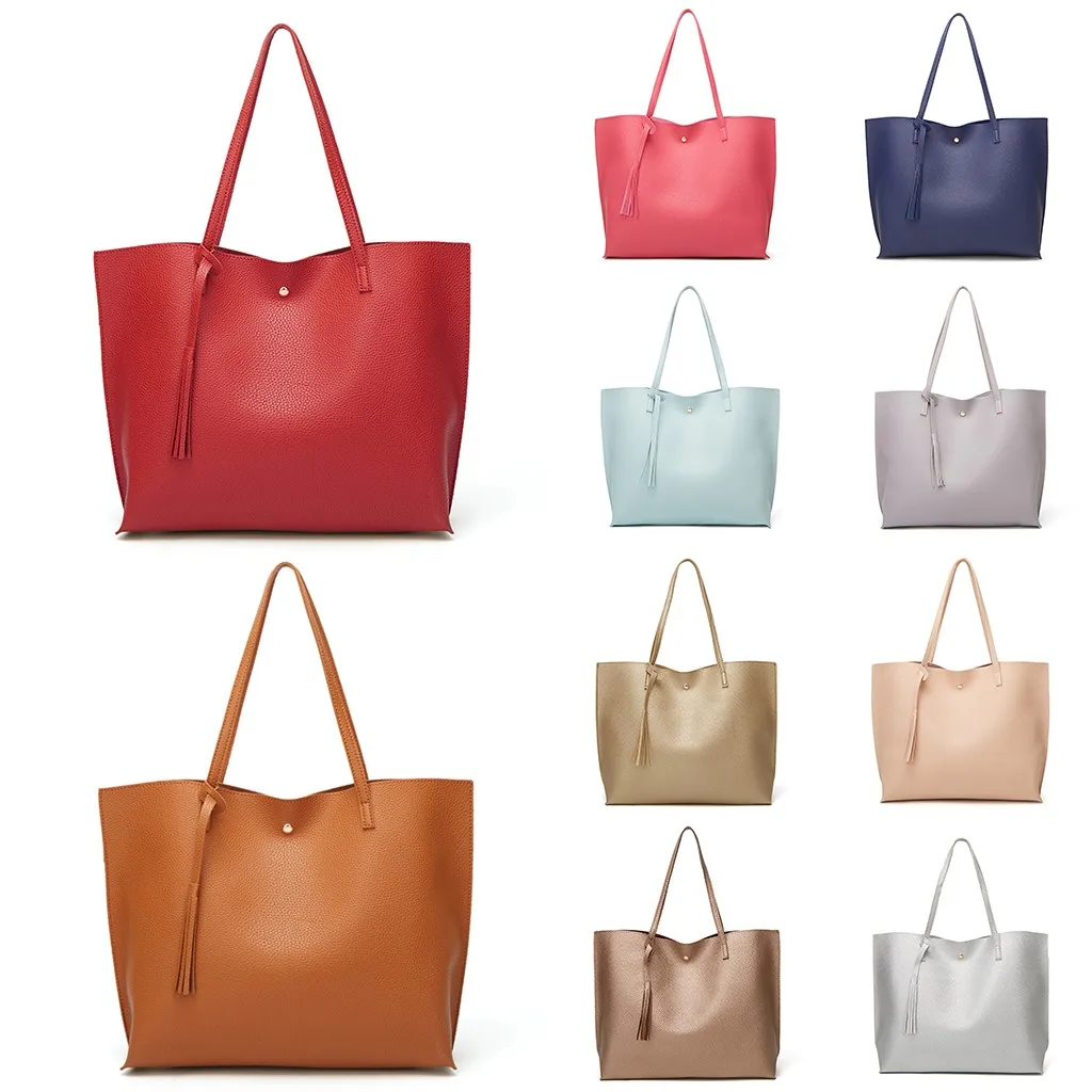 Женская Повседневная сумка на плечо женский с ручкой сумка 12 цветов женский большой вместительный кошелек с кисточками кожаная женская большая сумка-тоут