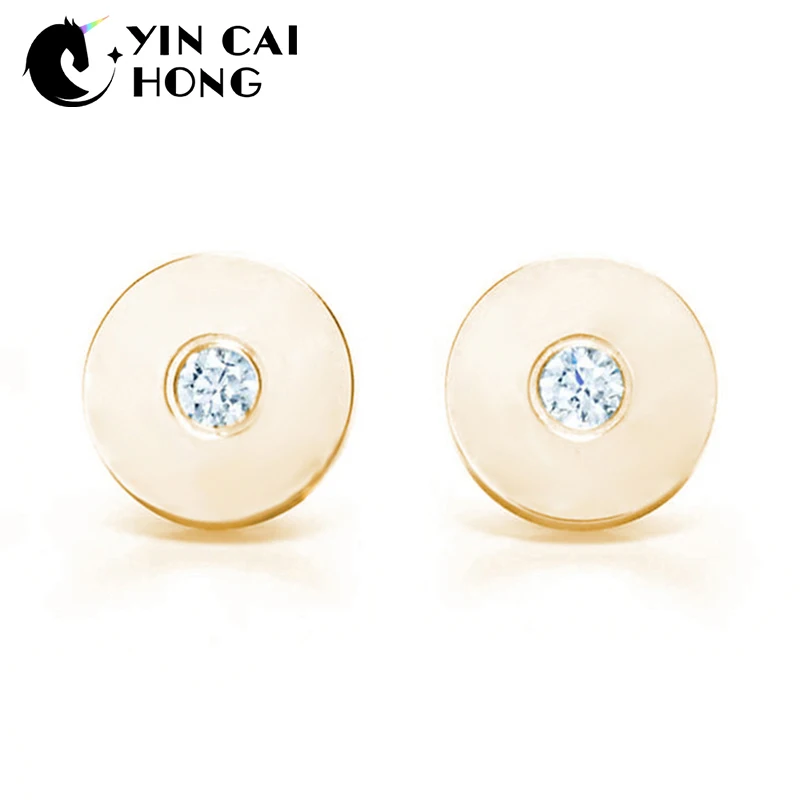 

YCH Charm Gift 925 Sterling Silver Gemstone Gold Round TIFF Attractive Elegance Temperament Earrings World Jewelry