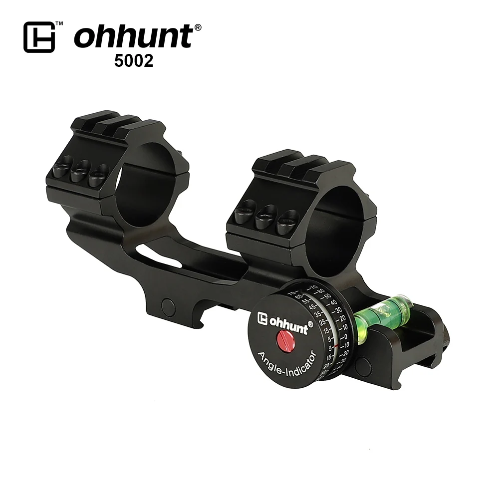 Escopo de Montagem Ferroviário com Trilho de Flutuação Livre e Nível de Bolha Ohhunt Caça Offset Bi-direção 30mm Anéis 21mm Picatinny 25.4mm 2 Esporte e Lazer