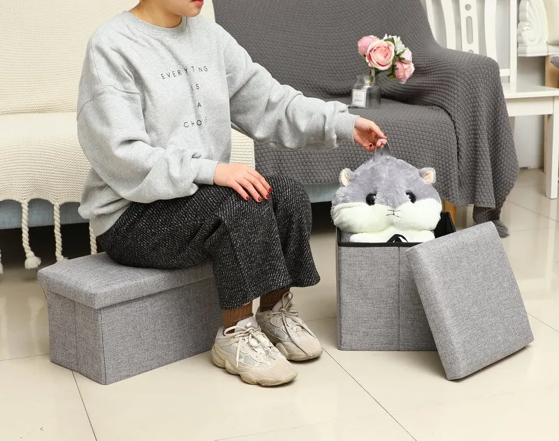 Бесплатная доставка Имитация линии стул с пространство для хранения Османской корзинка для детских игрушек коробка складной книжный шкаф