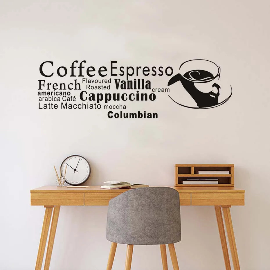 French Coffee Espresso Wall Decal Wall Art Quote Vinyl Decal Cafe