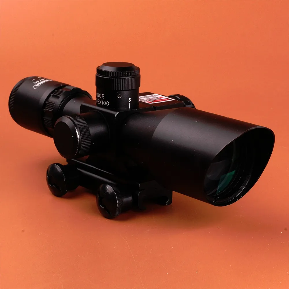 Tactical Hunting KANDAR 2.5-10X40 Red Green Illuminate Compact Rifle Scope w Integrated Red Laser Sight 11mm or 20mm Mount 3