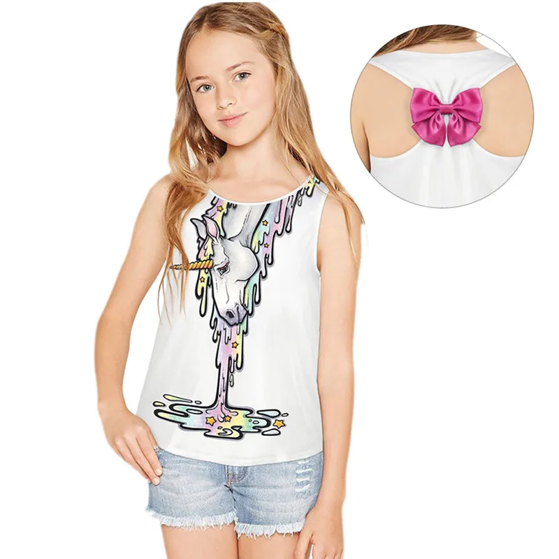 

Girl T-shirt Big Girls Tee Shirts for 8 9 10 13 14 Years Children Girl Unicorn Print T Shirt Kids Summer Clothes