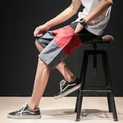 2019 новые летние Для мужчин комбинезоны шорты лоскутное хип-хоп Повседневное по колено пляжные мужские шорты Уличная Бермуды мужские шорты