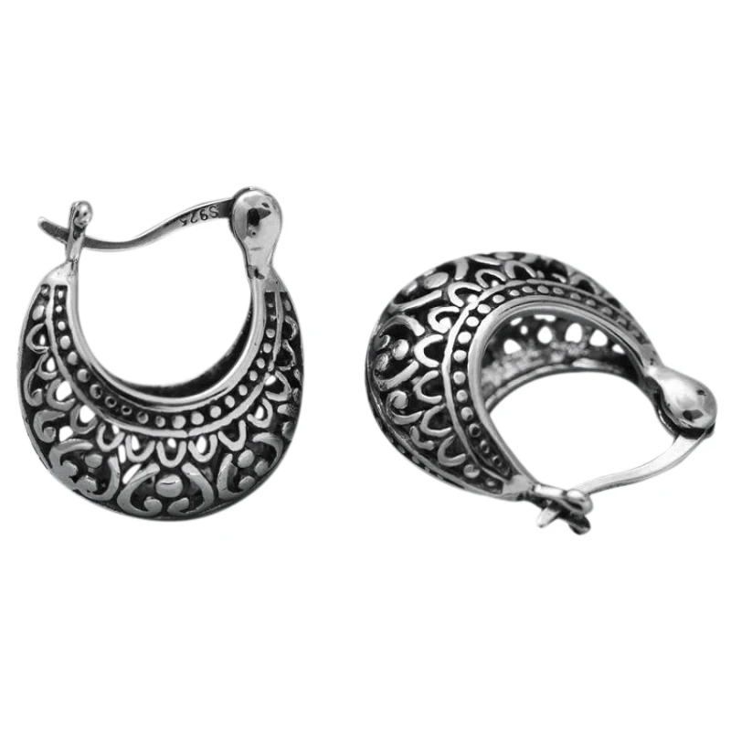 Guaranteed 925 Sterling Silver Earrings For Women Hollow Design Vintage