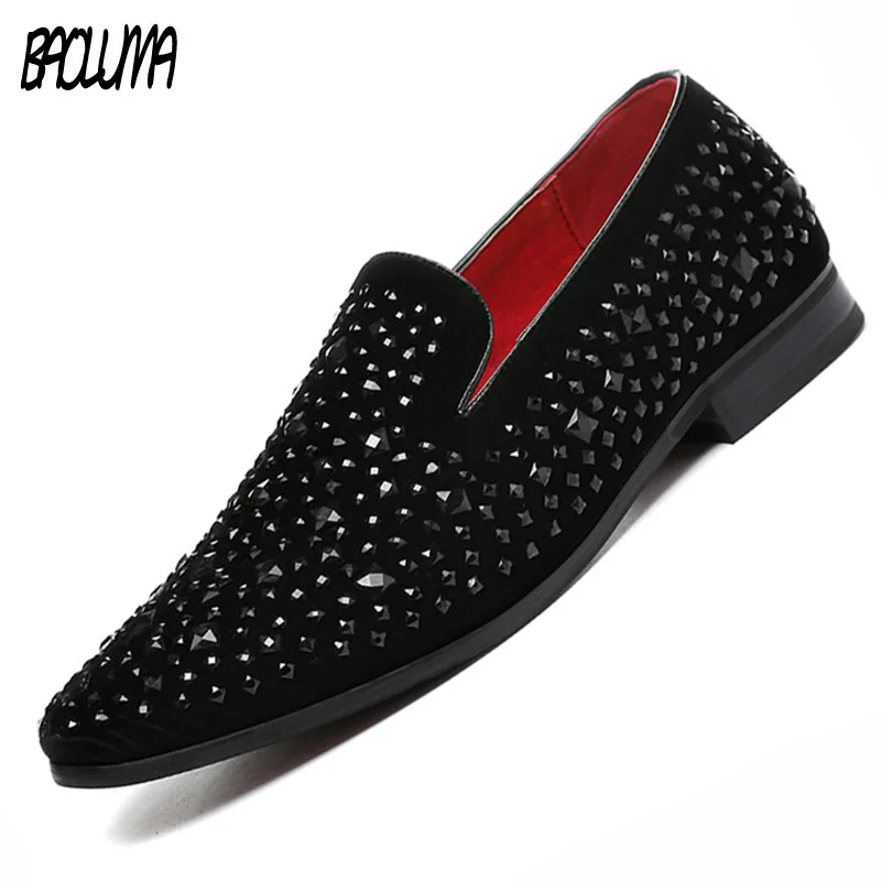

BAOLUMA Mens Designer Rivet Pu Leather Slip On Men Shoes Spring Summer Men Casual Shoes Loafers Male Footwear Plus Size 46 47 48