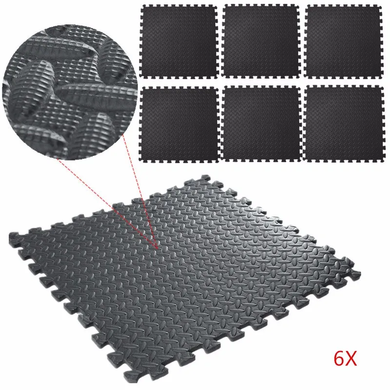 

6/10Pcs 61*61cm EVA Foam Floor Interlocking Mat FOAM MATS Exercise GYM Puzzle Soft Floor Kids Play Room Yoga Mat Black
