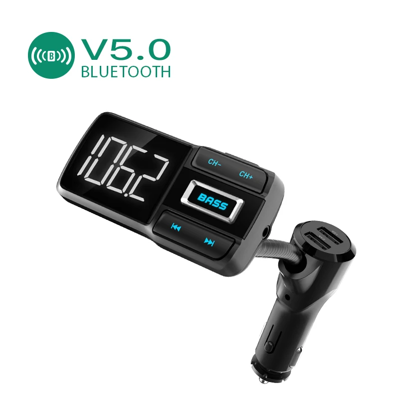 Автомобильный комплект с Bluetooth VANJEW BT77D Fm передатчик двумя USB разъемами 5 В 3 4 А mp3