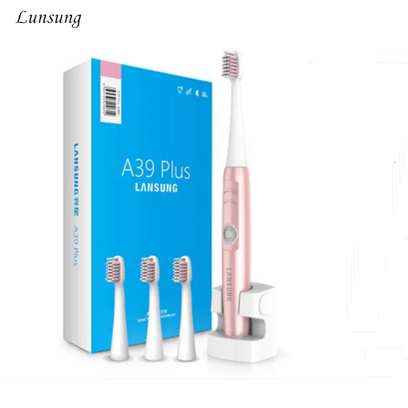 

2017 220V Pink A39Plus-55 Wireless Ultrasonic Electric Toothbrush Electric Tooth Brush Rechargeable 4 Heads Teeth Brush