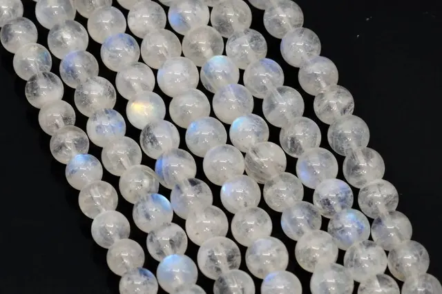 ABCGEMS Madagascan 2-Tone Gray Moonstone Beads (Gorgeous Flash) Crystal  Chakra Energy Stone Smooth Round Tiny 6mm